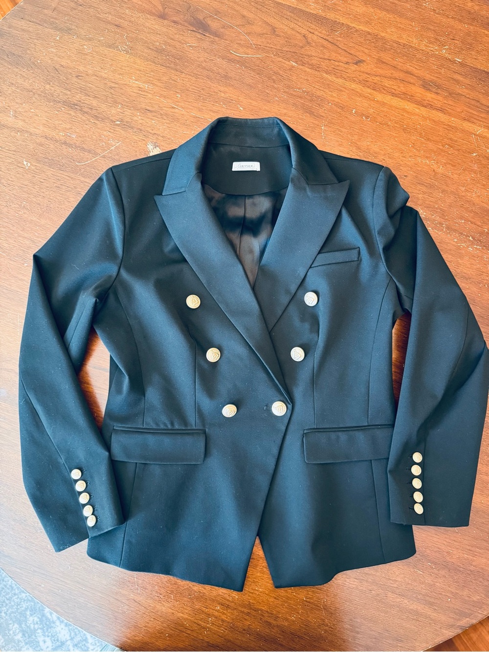 LILYSILK 🐛 Black Double Breasted Blazer 100% Silk Lining NWOT